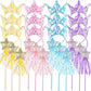 Hollowfly 24 Pcs Princess Party Favors Including 12 Glitter Star Fairy Wands and 12 Sequin Princess Crown Headbands for Girls Bi