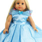 American Fashion World Blue Gown with Butterflies for 18-Inch Dolls | enhanced Quality & Trendy Design | Dolls Clothes | Outfit Fashions for Dolls for Popular Brands