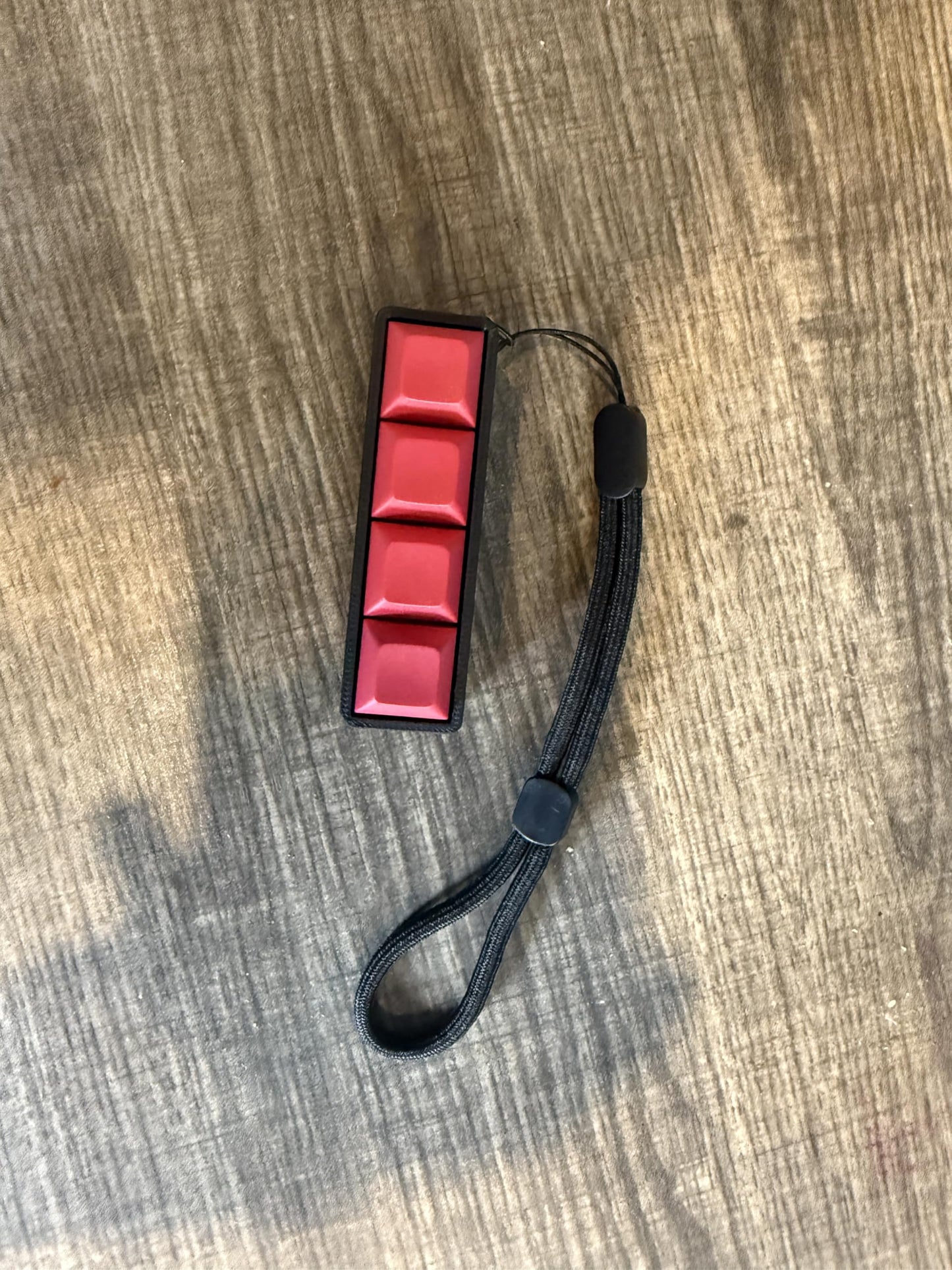 Zkeebs Four-Button Clicky Mechanical Switch Fidget Toy - Plastic, Red Keycaps, Black Base, Stress Relief, ADHD Stim Toy