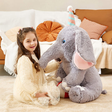 Ikasa Giant Elephant Stuffed Animal Plush Toy, 31'' Large Big Jumbo Soft Plushie Toys For Kids Girls Boys Girlfriend