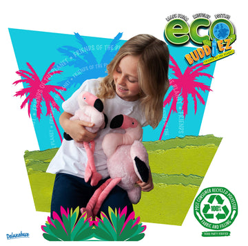 Ecobuddiez - Flamingo From Deluxebase. 10-Inch Sustainable Plush Animal From Recycled Materials, Eco-Friendly Soft Stuffed Toy,