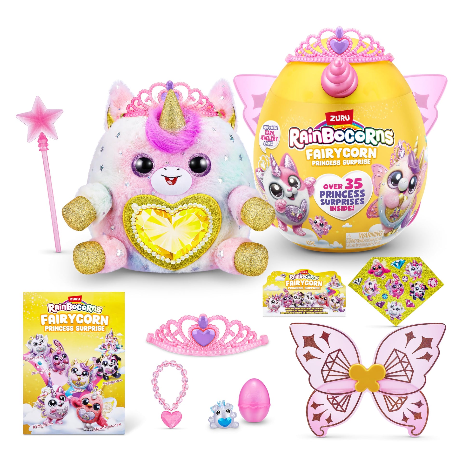 Rainbocorns Fairycorn Princess Surprise (Unicorn) By Zuru 11' Collectible Plush Stuffed Animal, Surprise Egg, Wearable Fairy Wings, Magical Fairy Princess, Ages 3+ For Girls, Children