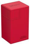 Ultimate Guard Flip'N'Tray 80+, Deck Case For 80 Double-Sleeved Tcg Cards + Dice Tray, Red, Independent Magnetic Closure & Microfiber Inner Lining