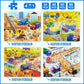 Wooden Puzzles For Kids Ages 4-8, Construction Sites Vehicles 4-In-1 Jigsaw Puzzles In A Wood Storage Box, 24 48 60 88 Pieces Co