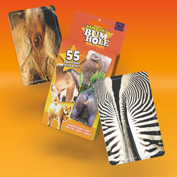 Name That Bumhole - Guess The Animals From Their Bumholes - Animal Trivia Game - 55 Flashcards 4.9''X3.2'' (12.5X8.1Cm)