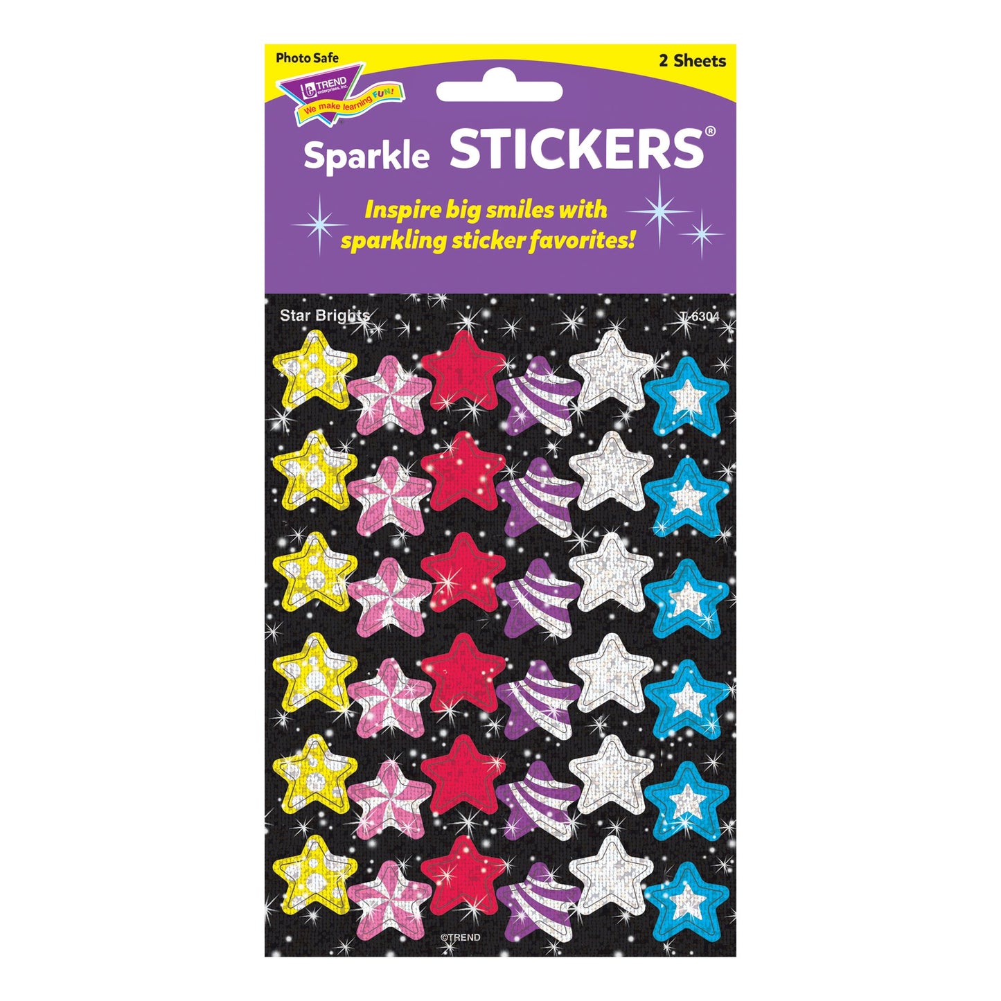 Trend Star Brights Sparkle Stickers, Classroom Incentives, 72 Count