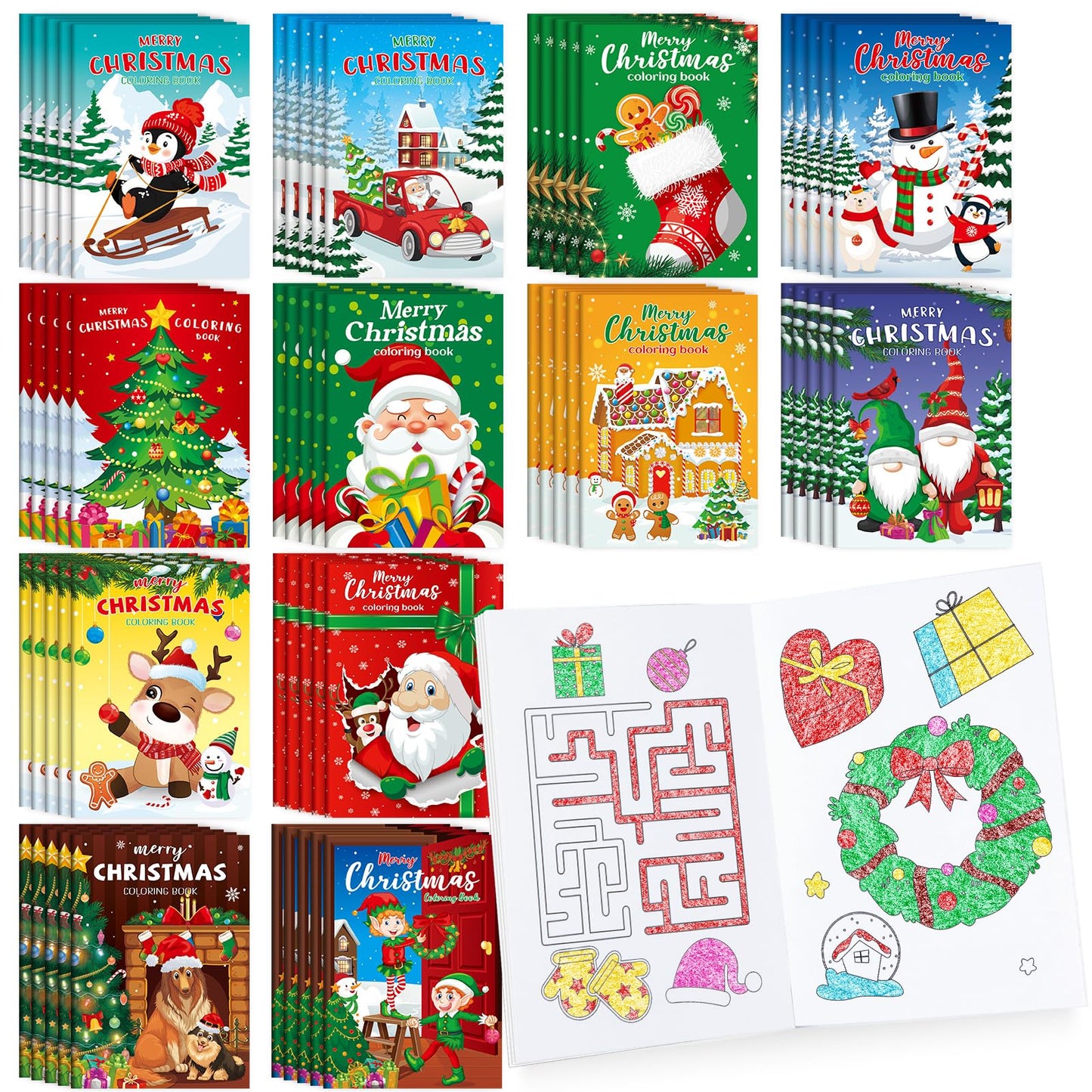 Benlouis 60 Pcs Christmas Mini Coloring Books Kids Christmas Party Favors Activity Books Bulk For Kids Students Xmas Holiday Par