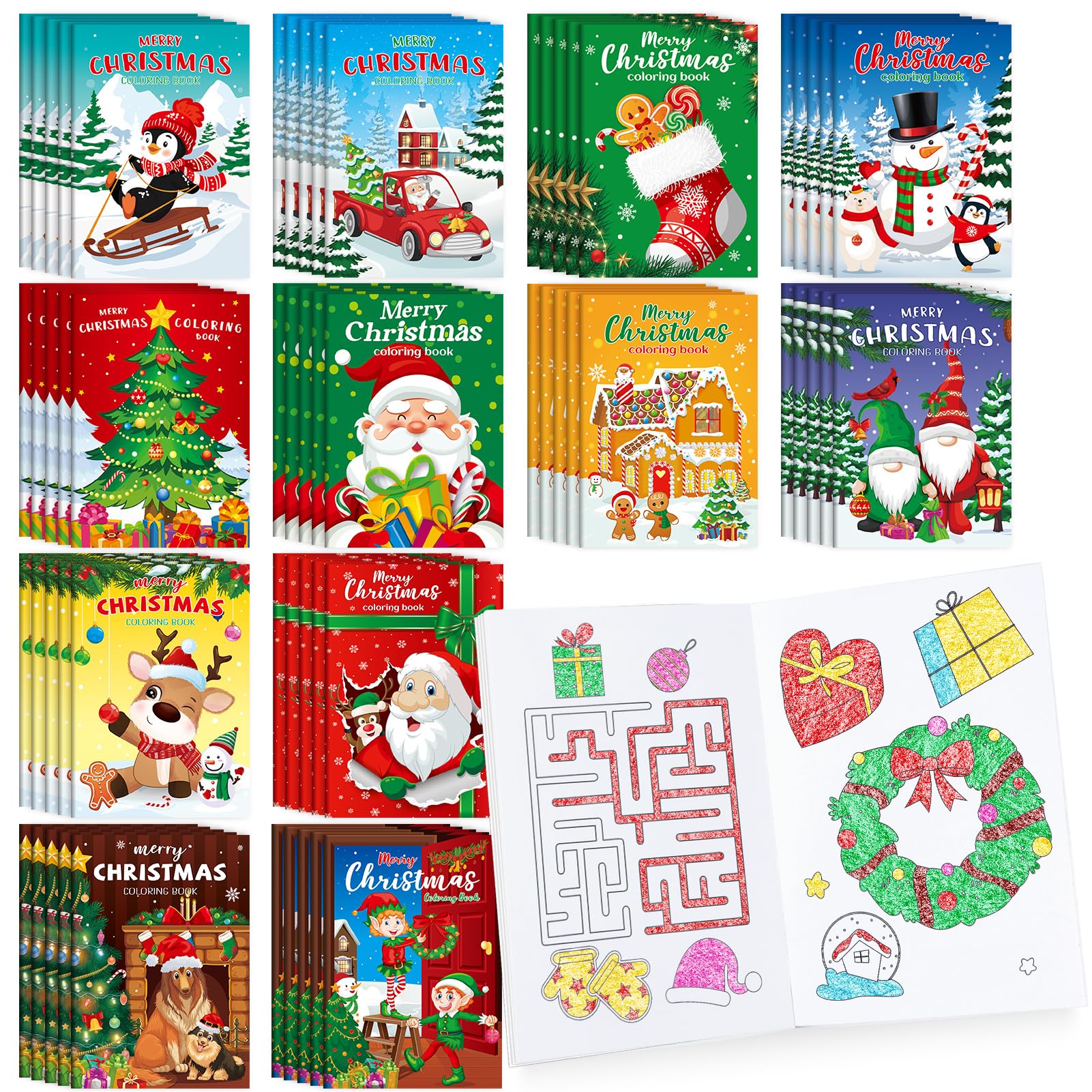 Benlouis 24 Pcs Christmas Mini Coloring Books Kids Christmas Party Favors Activity Books Bulk For Kids Students Xmas Holiday Par