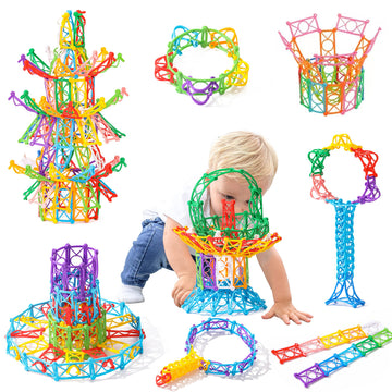 Rainbow Toyfrog Snap-N-Twist Building Blocks - 270 Piece Set Of Flexible Interlocking Math Manipulatives - Open Ended Stem Toys For 5 To 12 Year Old Boys & Girls - Indoor Recess Games For Classroom