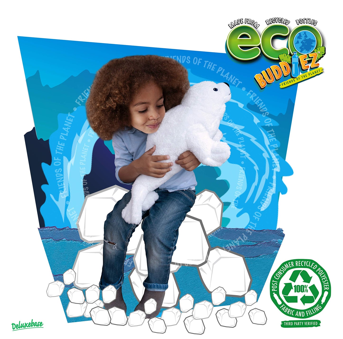 Ecobuddiez - Harp Seal From Deluxebase. 20 Inch Harp Seal Plush Toy. Eco Friendly Child Safe Seal Stuffed Animal Made From Recycled Plastic Bottles.