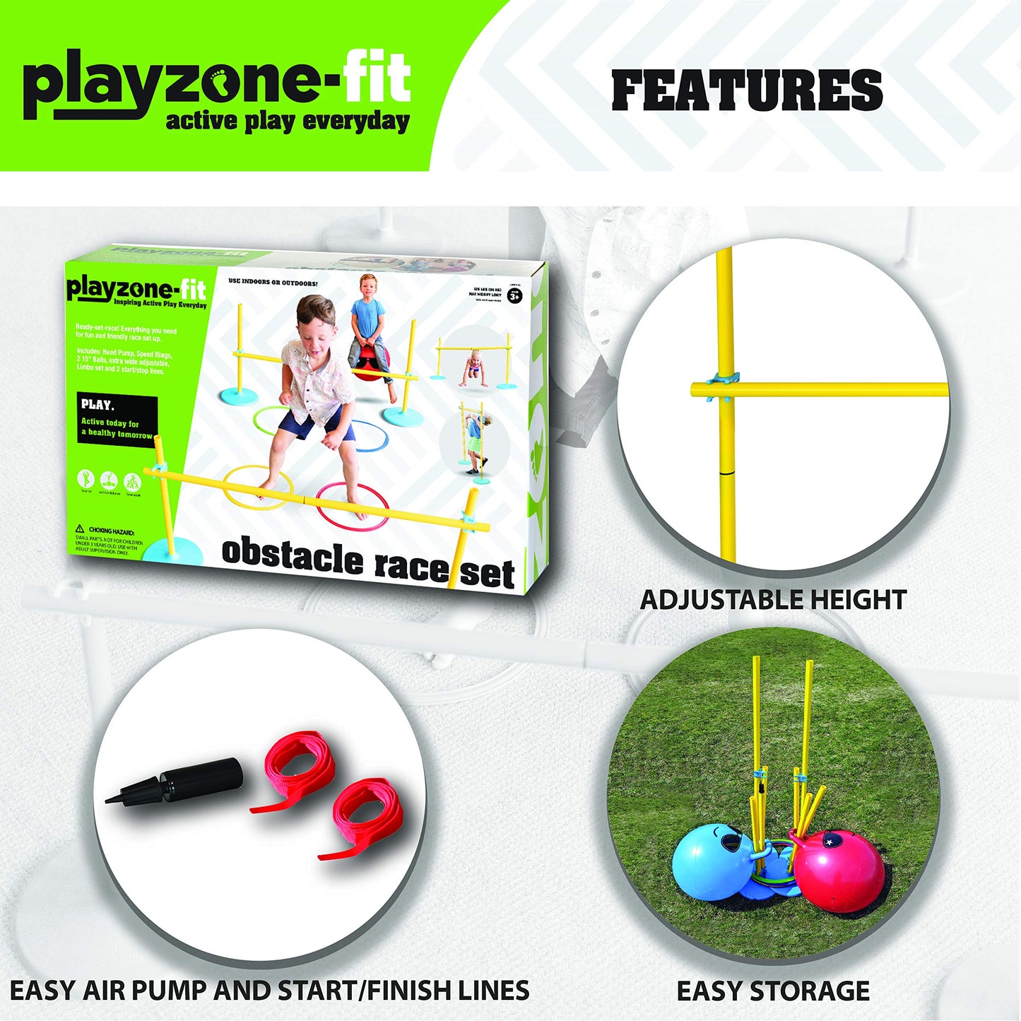 B4 Adventure Playzone-Fit Obstacle Course Race Set - Perfect For Indoor & Outdoor Active Play Every Day, Easy Setup & Endless Course Layouts