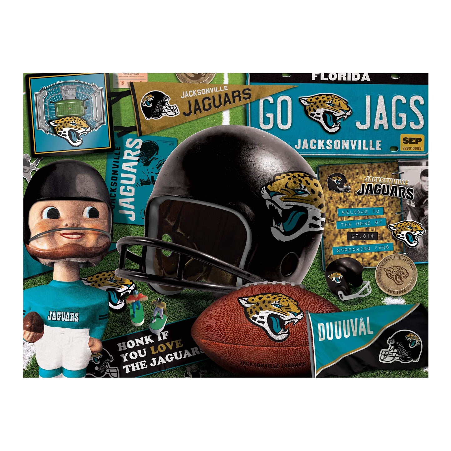 YouTheFan NFL Jacksonville Jaguars Puzzle - 500 Pieces, Cardboard, Team Colors, Model 0951353, One Size