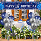 Blue 15Th Birthday Decorations For Boys Girls, Navy Blue Silver Happy 15Th Birthday Yard Banner And 15Th Birthday Balloons For 15Th Birthday Anniversary Party Supplies