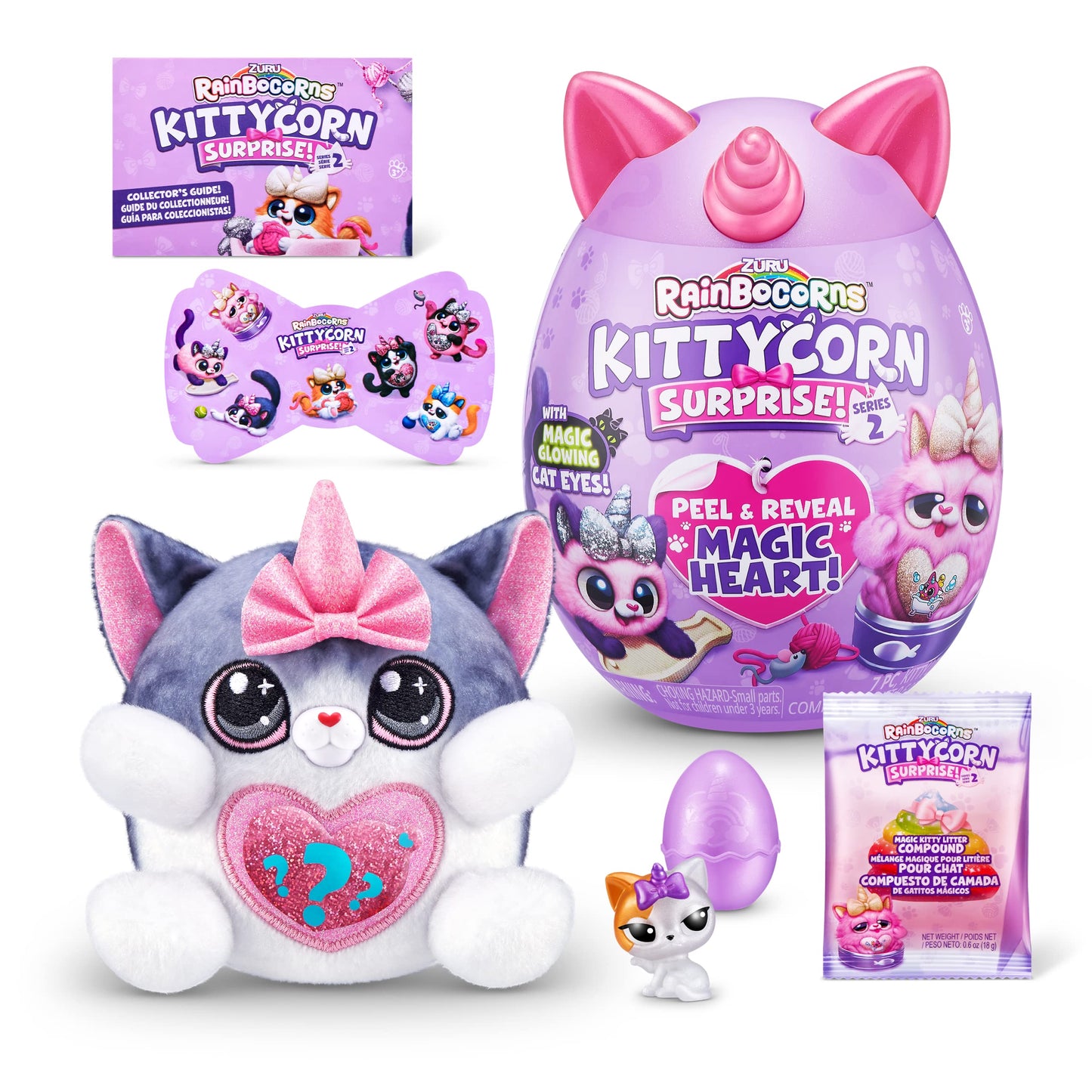 Rainbocorns Kittycorn Surprise Series 2 (American Shorthair) By Zuru, Collectible Plush Stuffed Animal, Surprise Egg, Sticker Pa