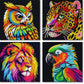 UiSdfuy Diamond Art Kits for Kids Ages 8-12, Arts & Crafts, Gem Art 4 Pack Diamond Painting 6 X 6 (4-Lion)