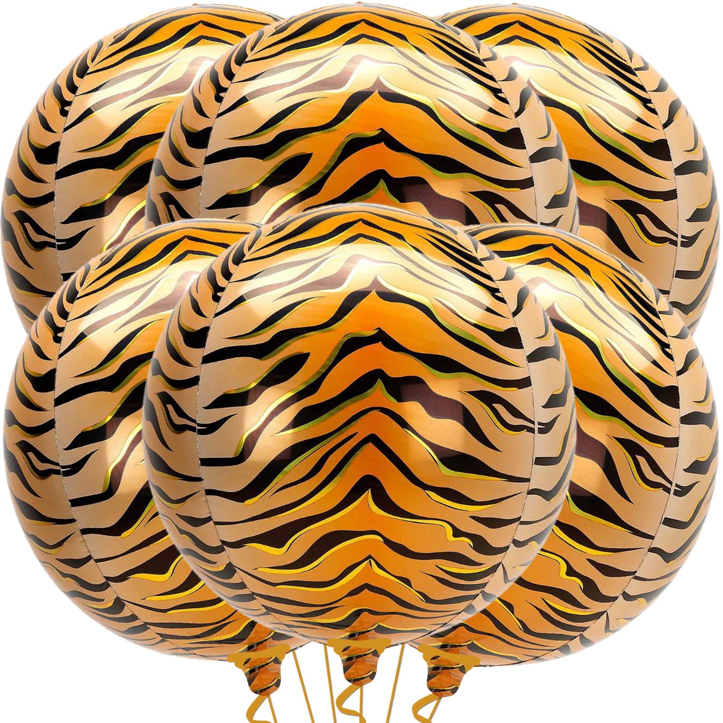 Big, Tiger Balloons For Birthday Party - 22 Inch, Pack Of 6 | Tiger Stripe Balloons For Tiger Party Decorations | Tiger Print Balloons | Tiger Decorations For Party | Tiger Birthday Decorations