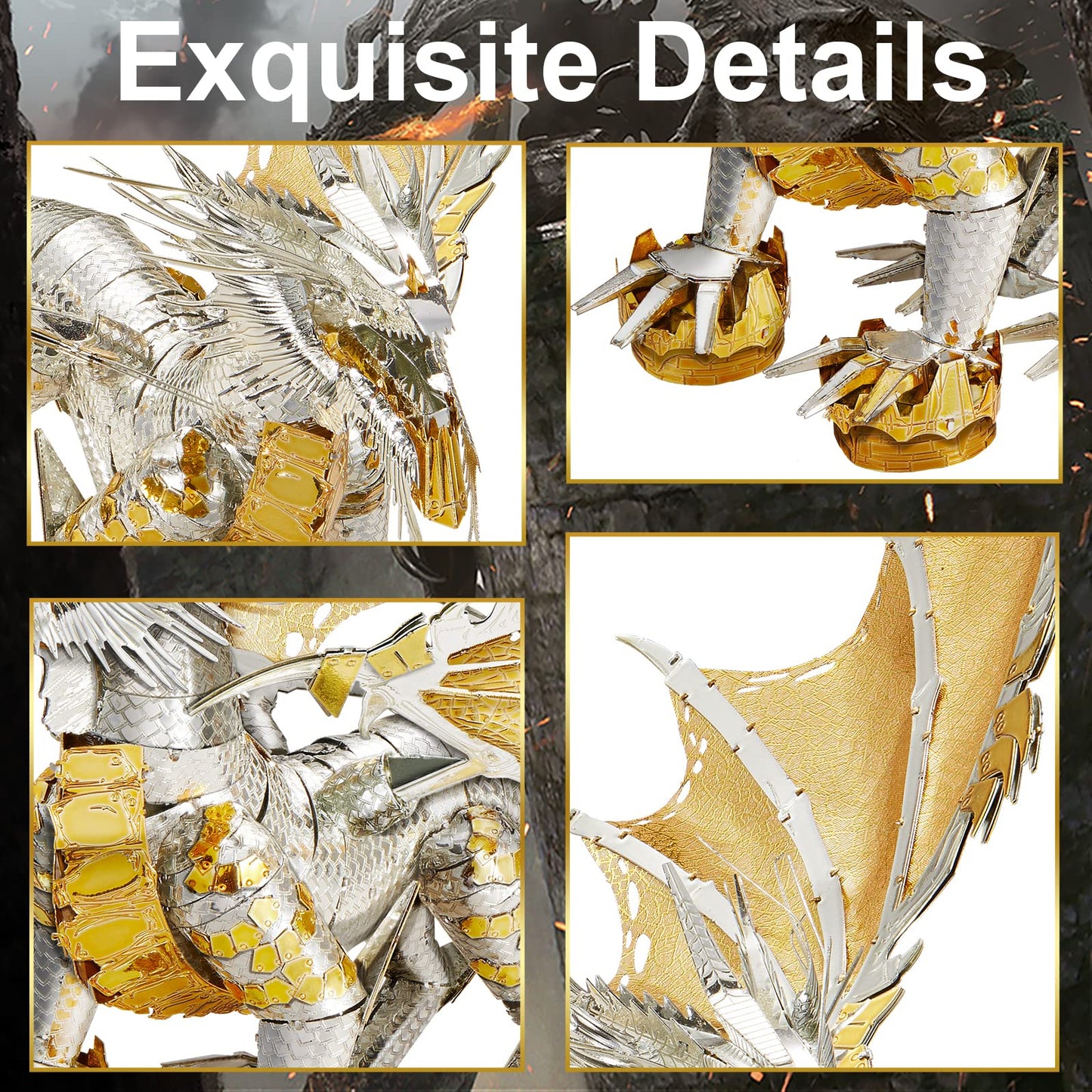 Piececool 3D Metal Puzzles For Adults, Glorystrom Dragon 3D Metal Model Kits, Brain Teaser Puzzles Diy Assembling Crafts For Str