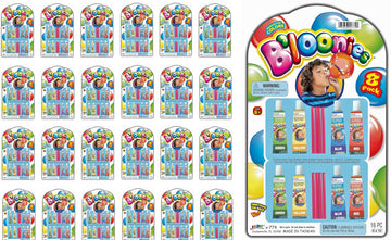 JA-RU Original Bloonies Plastic Bubbles Kids Toys (24 Pack, 192 Tube) Blow up Balloons w/Straw. Retro Classic Fidget Toy Pack. B