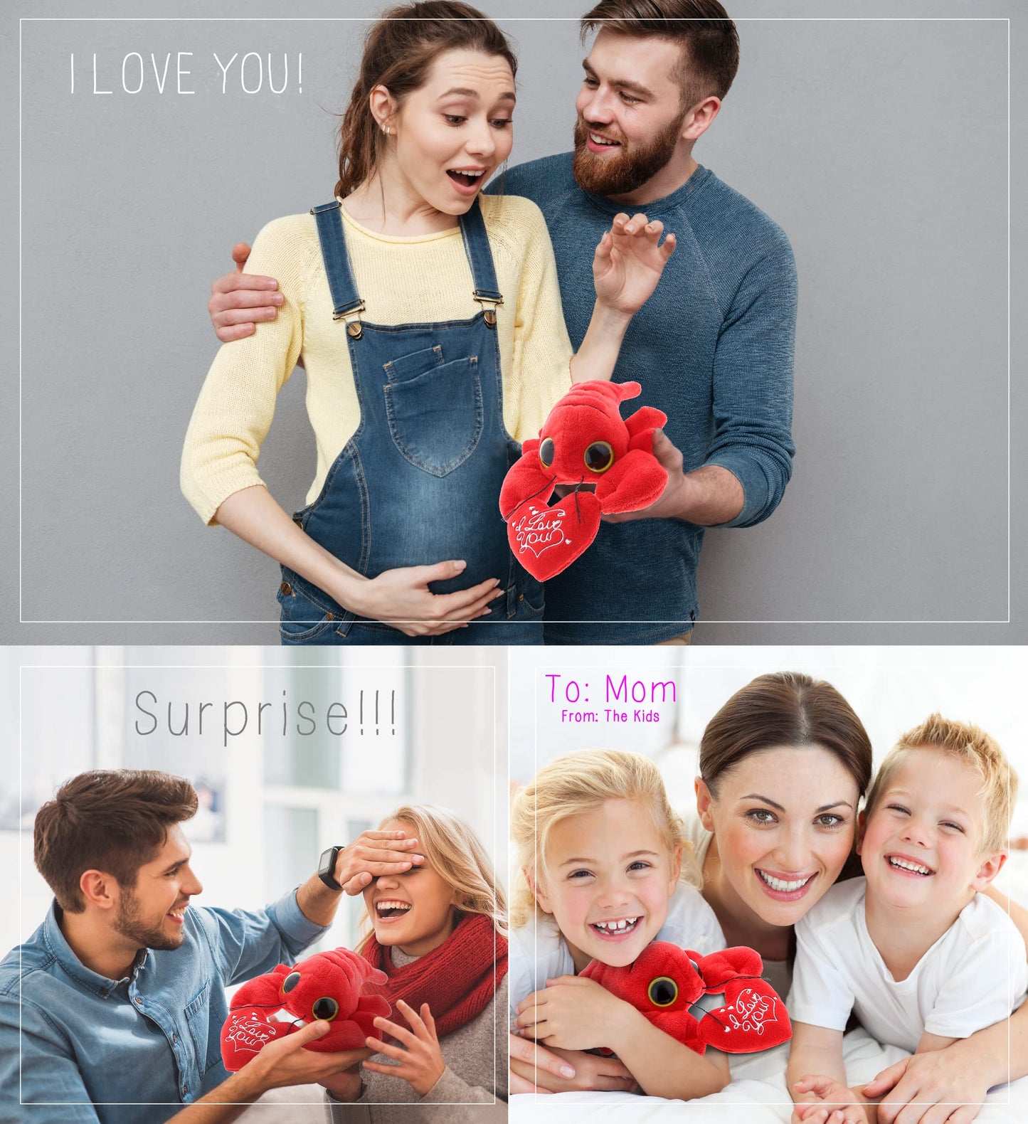 Dollibu I Love You Valentine Plush Big Eye Red Lobster - Cute Stuffed Animal With Red Heart And Name Personalization Gift For Valentines Day, Birthday, Anniversary, Romantic Date - 6 Inches