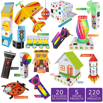 Kit4Curious 245 Experiment Kit - 220 Diy Projects + 20 Exclusive Stem Activities + 5 Solar Projects Educational Learning Smart T