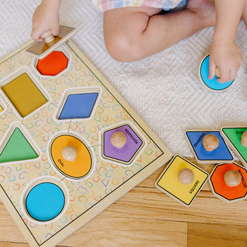 Melissa & Doug Geometric Shapes Lg Peg Puzzle Puzzles Wooden Toy 3+ Gift for Boy or Girl