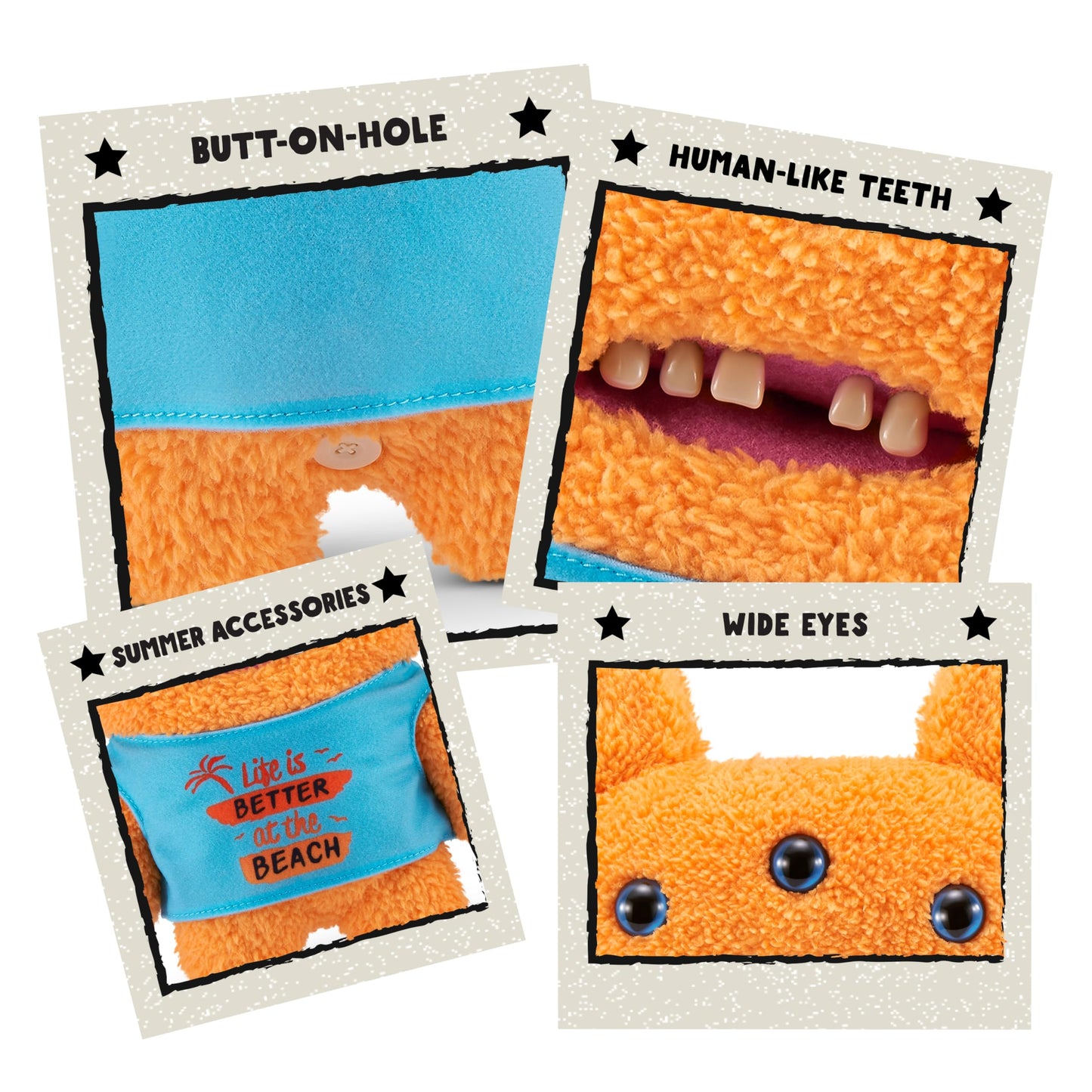 Fuggler Vacay Vibes By Zuru, Funny Ugly Monster, Plush, Collectible, Toy (Reek-O - Orange)