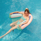 Big Joe Shaka Sling XL Pool Float - Stripe Turquoise, Quick Draining Fabric, Double-Sided Mesh, Model 20792204