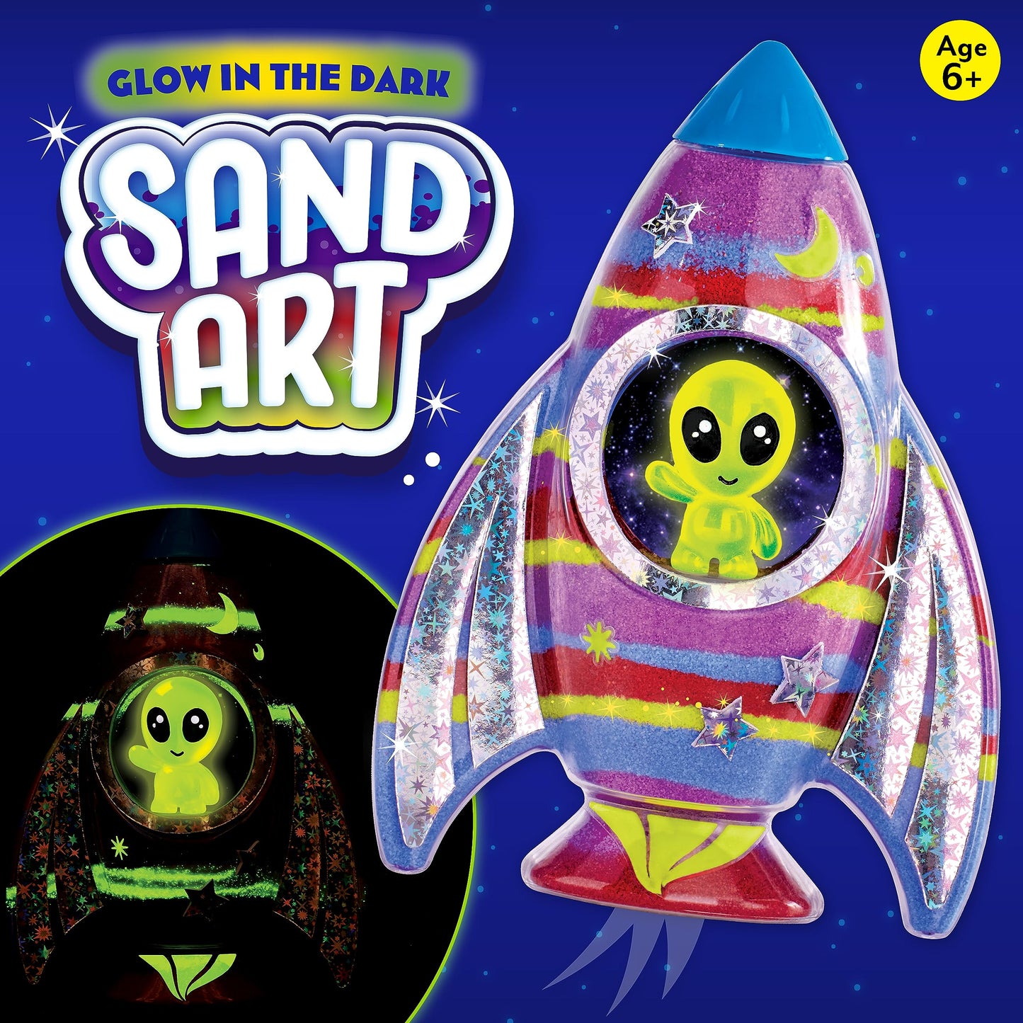 Creativity for Kids Sand Art Kit - Rocket Ship - Glow in the Dark, Large Size - DIY Space Toys for Boys (Ages 6+) - Model 6392000