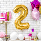 Paticool Gold Number 2 Balloon, 40 Inch Large Number Foil Mylar Balloons For 2Nd Girl Boy Birthday Party Celebration Decorations
