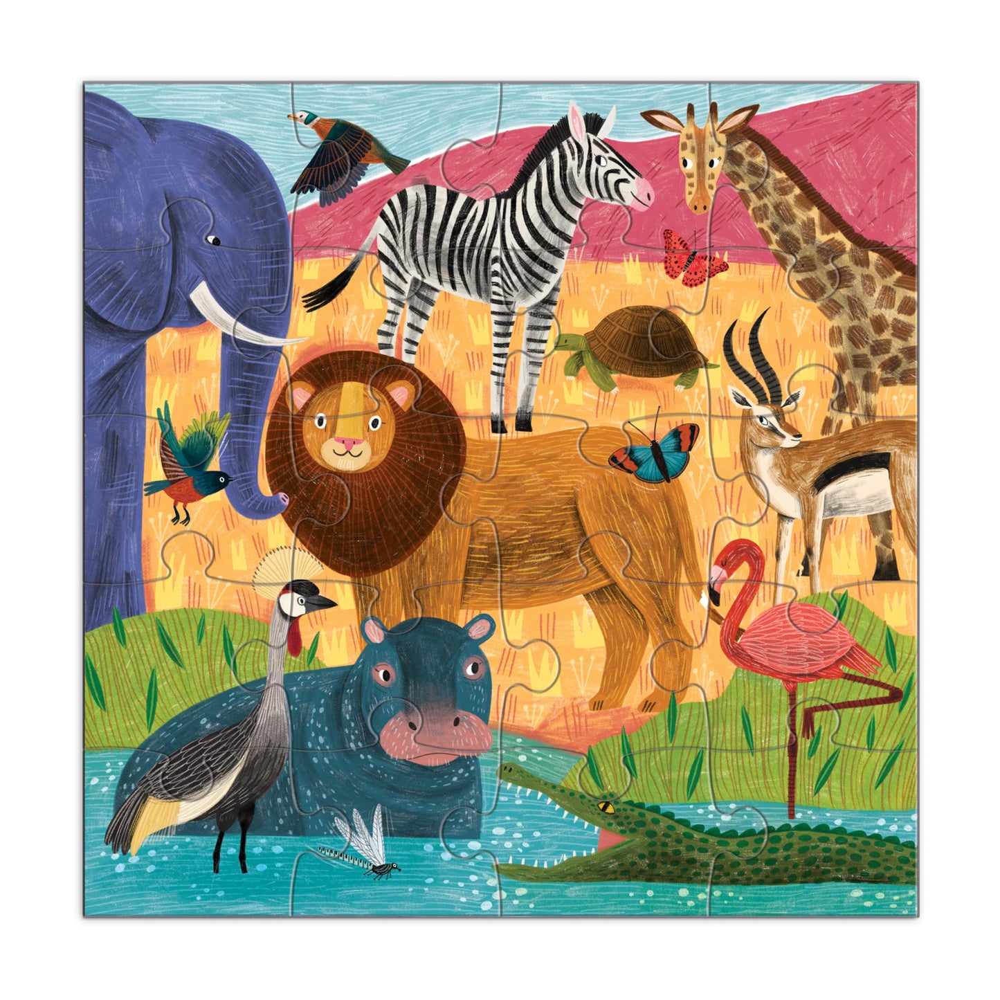 Mudpuppy Jungle & Safari - Tri Fold Magnetic Puzzles Featuring Two 20 Piece Jungle And Safari Themed Artwork