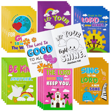 Dvbonike 24Pcs Bible Coloring Books Religious Theme Diy Color-In Pages With Inspirational Words Drawing Holiday Christian Activi