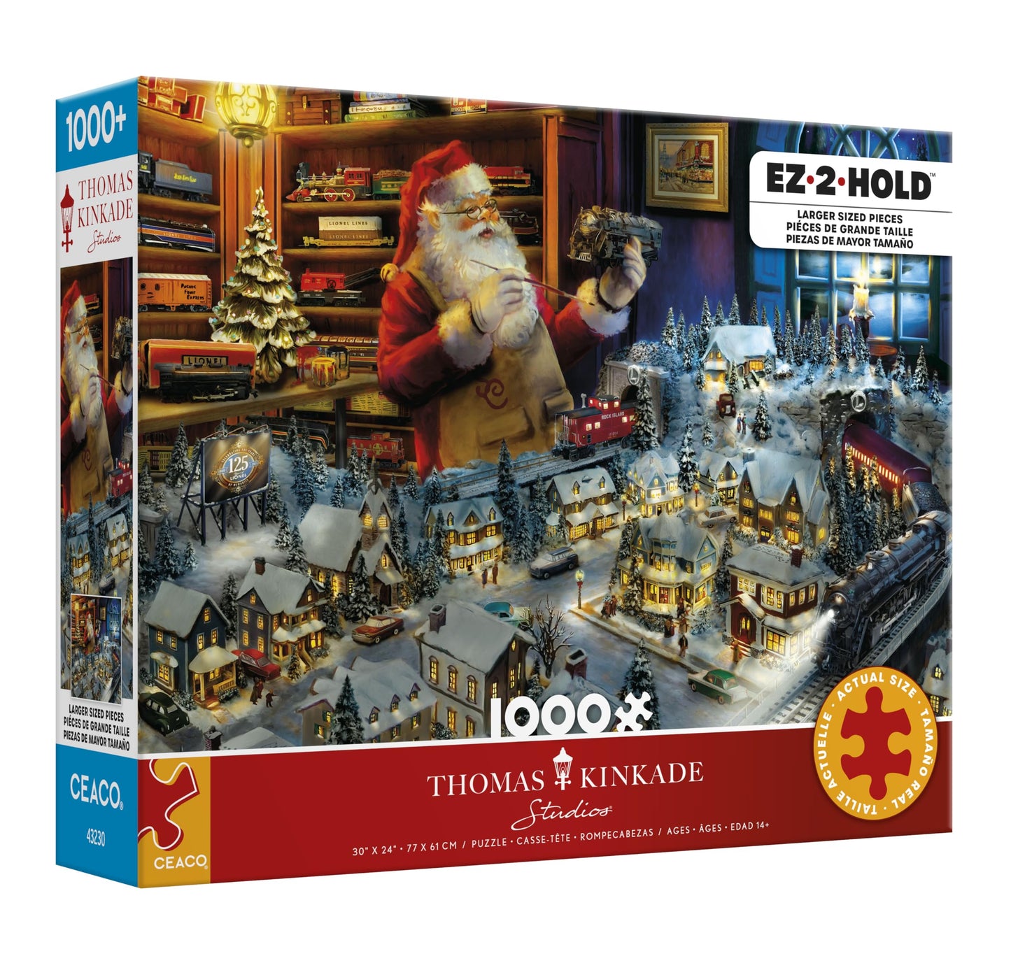 Ceaco - Thomas Kinkade - Santas Final Touch - 1000 Piece Christmas Jigsaw Puzzle - Large, EZ2Hold Pieces - Great for Adults, Se