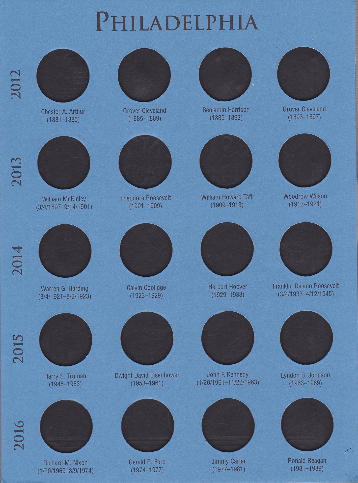 2007-2016 Presidential Dollar Commemorative Folder Album Whitman Quadfold #1