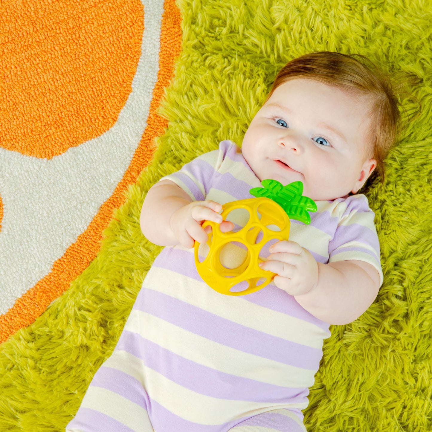Bright Starts Oball Easy Grasp Pineapple Teether Toy, Hold My Own Collection, Bpa Free, Unisex, Newborn And Up