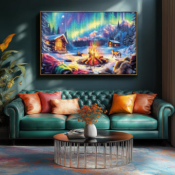 Blueforest 1000 Piece Jigsaw Puzzle For Adults - Winter'S Night Bonfire | Challenging Northern Lights Design | Impossible Hard D