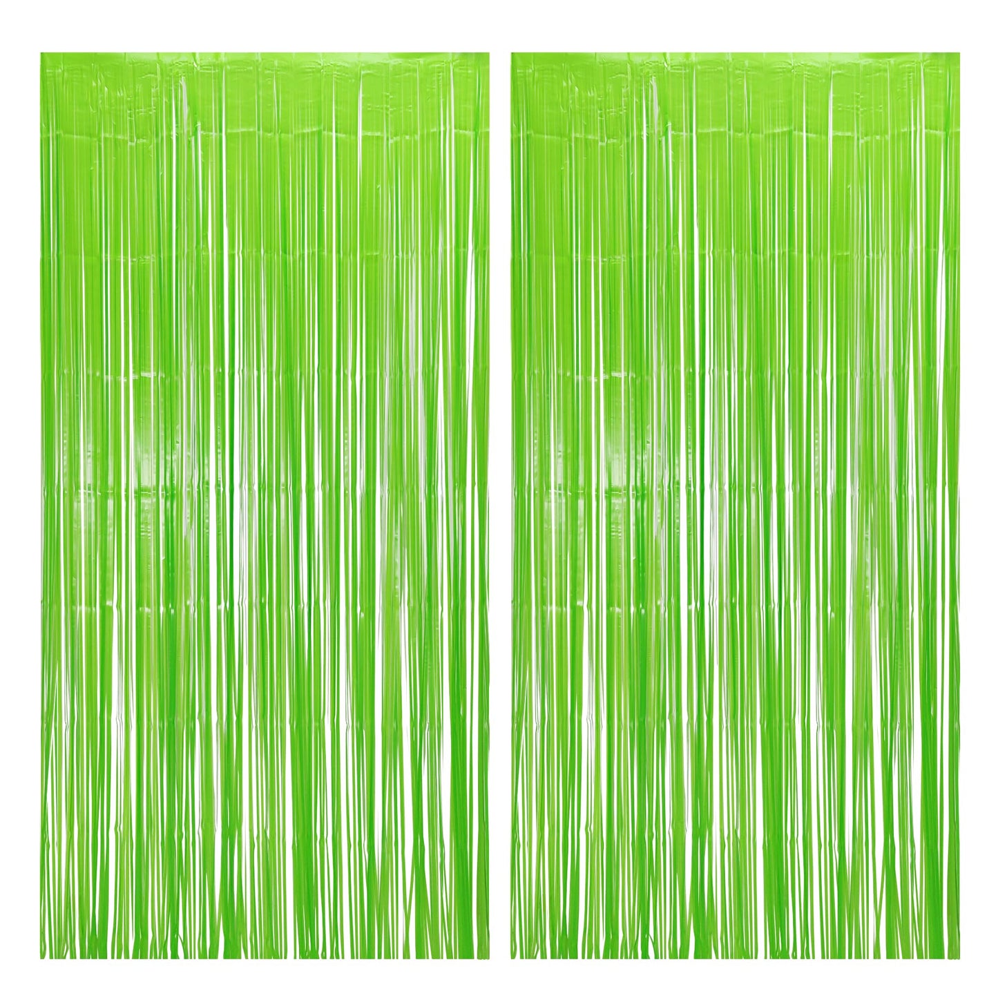 BRAVESHINE Pastel Green Streamers Party Backdrop Decoration - Tinsel Curtain Foil Fringe Backdrop for Birthdays/Dinosaur/Lime Gr