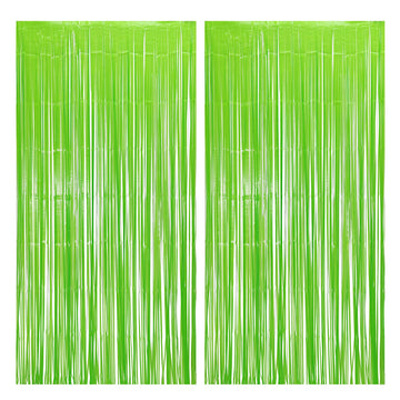BRAVESHINE Pastel Green Streamers Party Backdrop Decoration - Tinsel Curtain Foil Fringe Backdrop for Birthdays/Dinosaur/Lime Gr