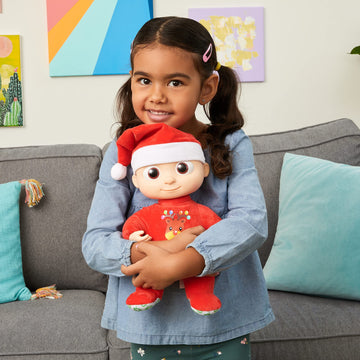 Cocomelon Musical Deck The Halls Jj Doll - Includes Jj Roto Doll With Santa Hat - Festive Doll With Activated Sounds- Toys For Preschoolers