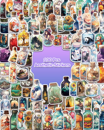 Aowdiao 100 Pcs Aesthetic Stickers Cute Vinyl Stickers Pack For Water Bottles Laptop Phone