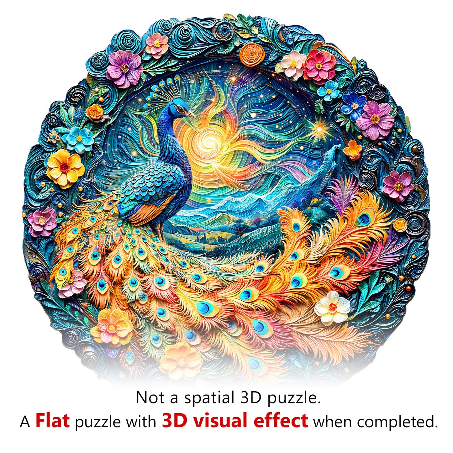 Wooden Puzzles for mature-themeds  Unique Animal Shaped mature-themeds Puzzle  Peacock Wooden Jigsaw Puzzles mature-themed  Challenging Creative Gifts Family Games 13.4 * 13.4in 300pcs