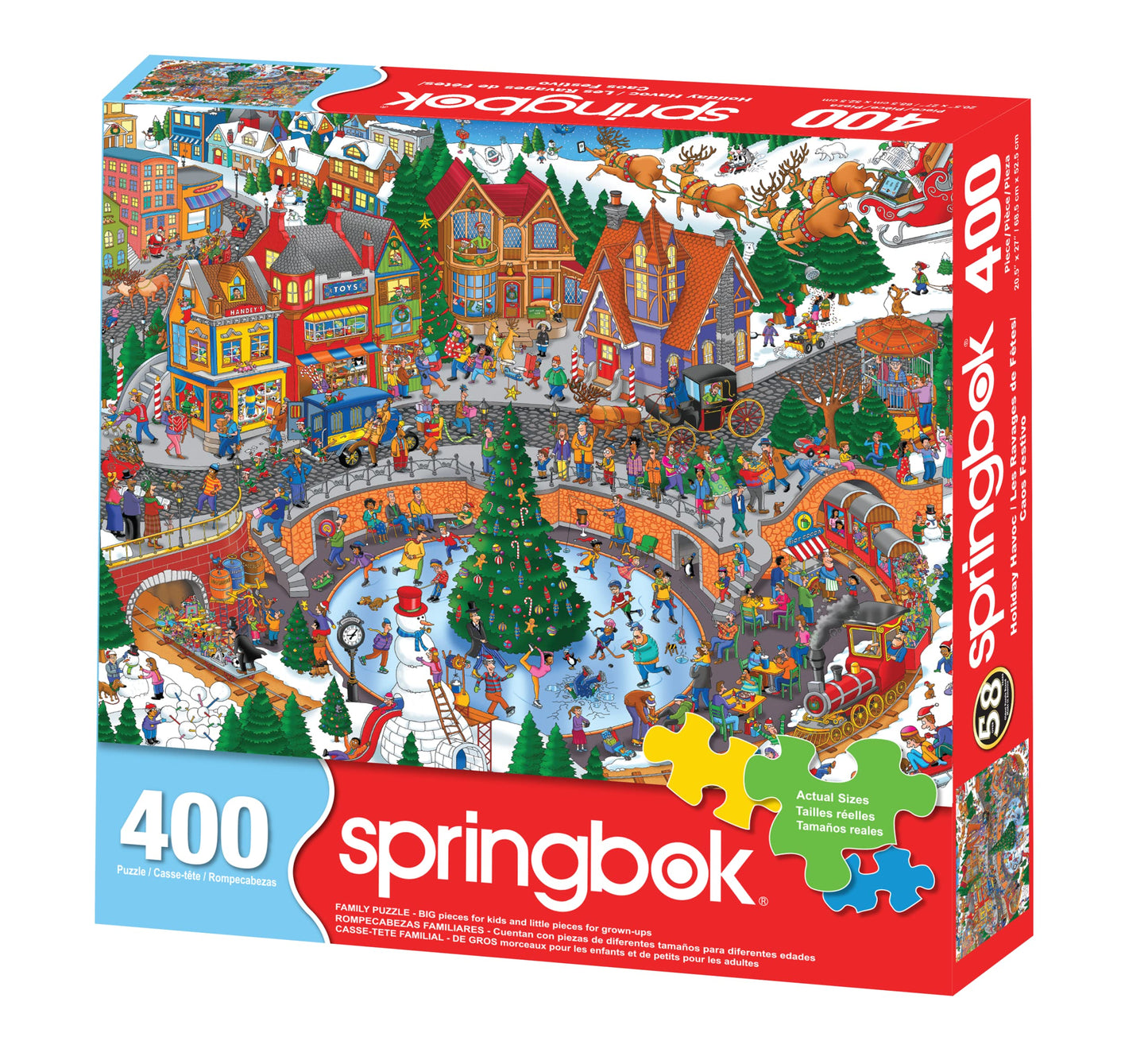 Springbok 400 Piece Holiday Havoc Jigsaw Puzzle - Fun Holiday Scene, Multi Color, Engineered Wood, Model 34-70553