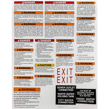 Recpro Rv Safety Sticker Sheet | Rvia Compliant | Meets Csa Requirements