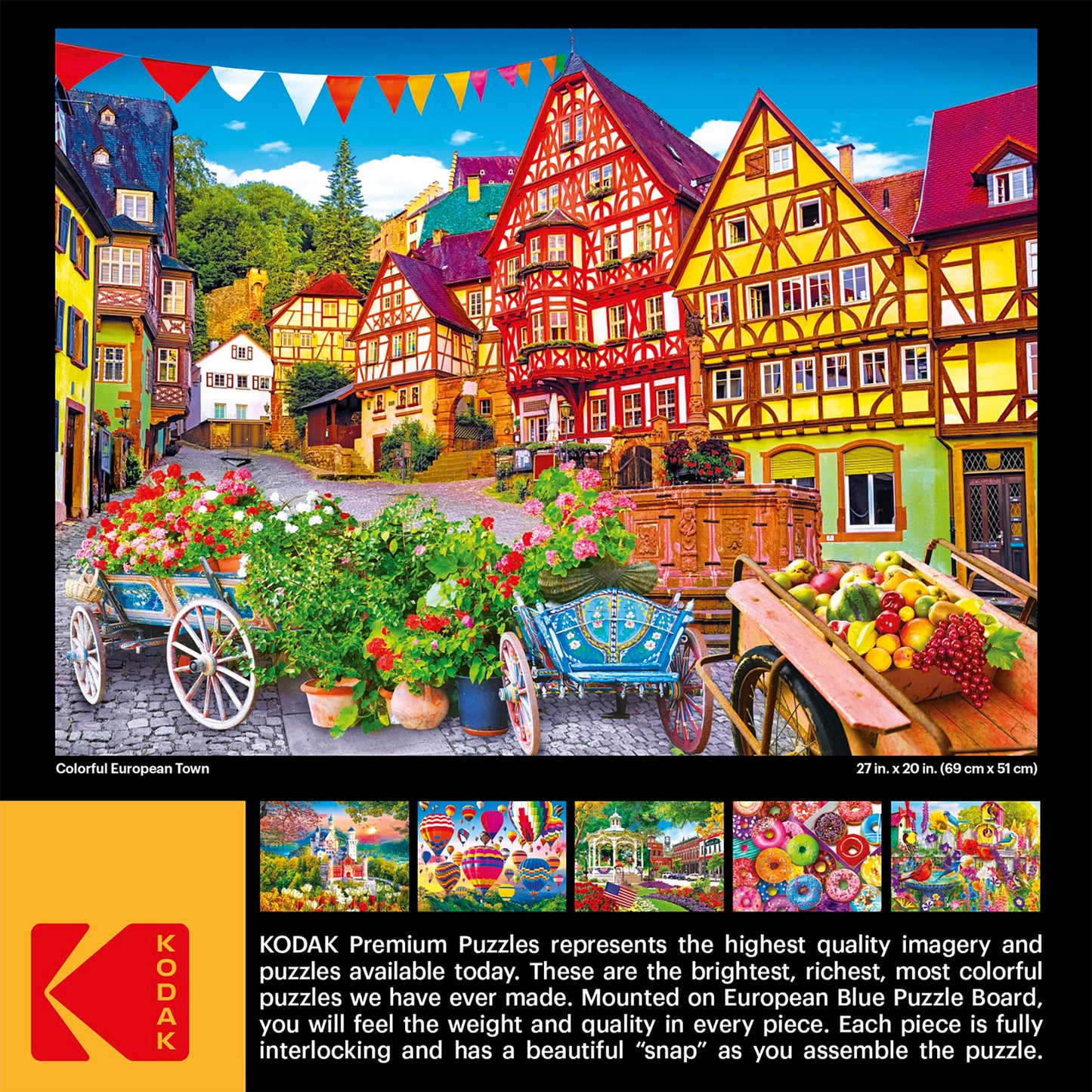 KODAK PREMIUM PUZZLES 1000 Piece Jigsaw Puzzle - Colorful European Town - Multi-colored Paper Model 8700ZZAG