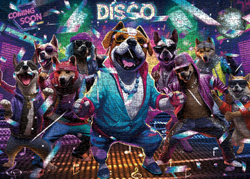 Funny Dog Puzzles 1000 Pieces For Adults, Animal Dogs Jigsaw Puzzles Hip Hop, Dance Puppy Bulldog Jigsaw Puzzle Collage Puzzles