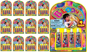Ja-Ru B'Loonies Plastic Balloons Variety 4 (48 Tubes In 12 Packs) Great Original Bloonies Bubble Making Toy Classic Retro Toys Fok Kids And Adults. Fidget Toy Party Favor For Kids Birthdays. 771-12A