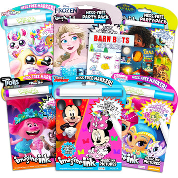 Bendon Publishing Imagine Ink Coloring Book Set for Girls - 6 No Mess Books & Stickers, Multiple Colors, Perfect for Parties