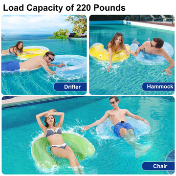 5 Pack Pool Floats mature-themed  PuppyuWill Minimalist Design Pool Chair Float  46X36 Mood-Boosting Colors  Drifter  Chair  Hck 3-in-1 Inflatable Pool Toys for Pool Party  Lake  River  Sea  Outdoor