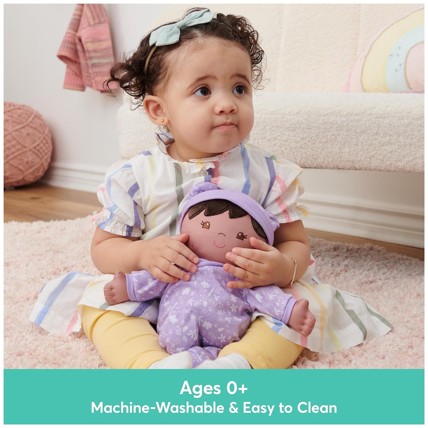 GUND Baby Doll - Sustainable Plush Doll, 12" Lavender, Made from Recycled Materials, Model 6067307