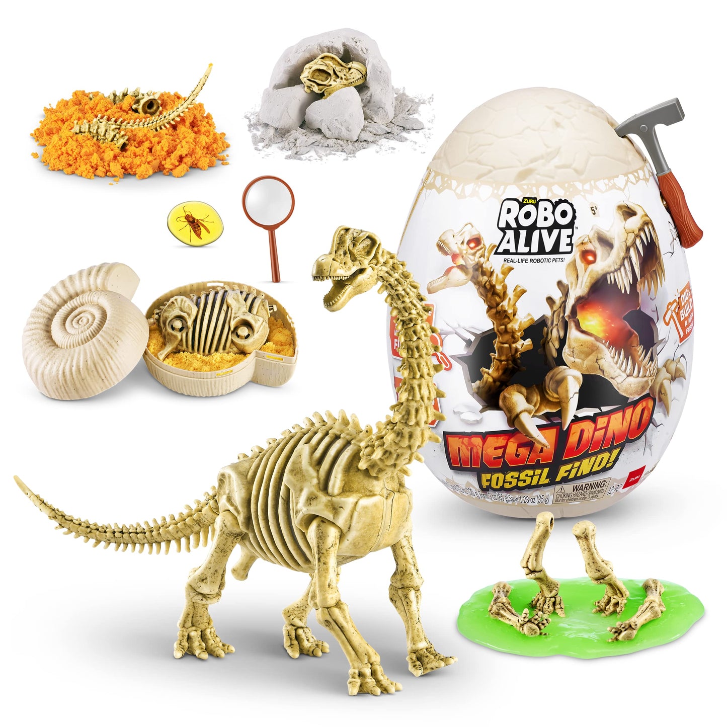 Robo Alive Mega Dino Fossil Find (Brontosaurs) by ZURU Dig and Discover, STEM, Excavate Prehistoric Fossils, Dinosaur Toys, Educ