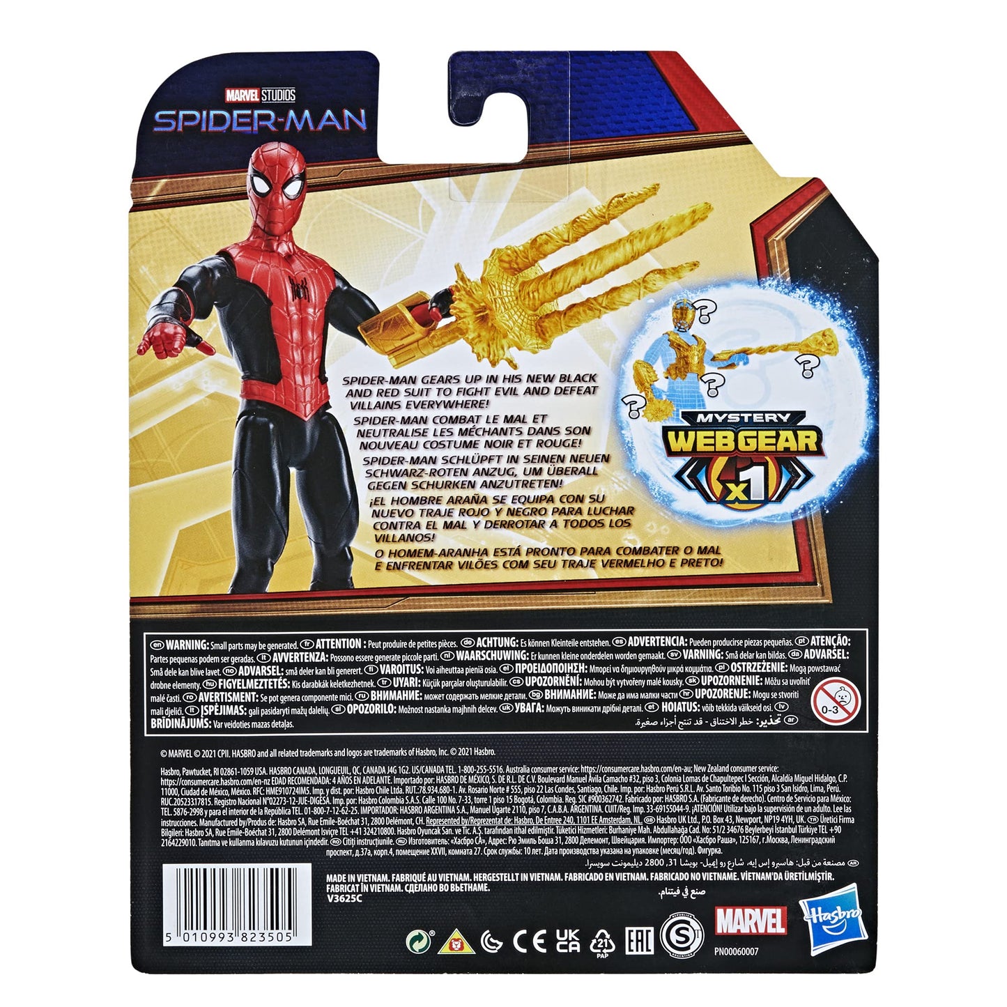Spider-Man Marvel 6-Inch Upgraded Black & Red Suit Action Figure with Mystery Web Gear protective covering  Ages 4+